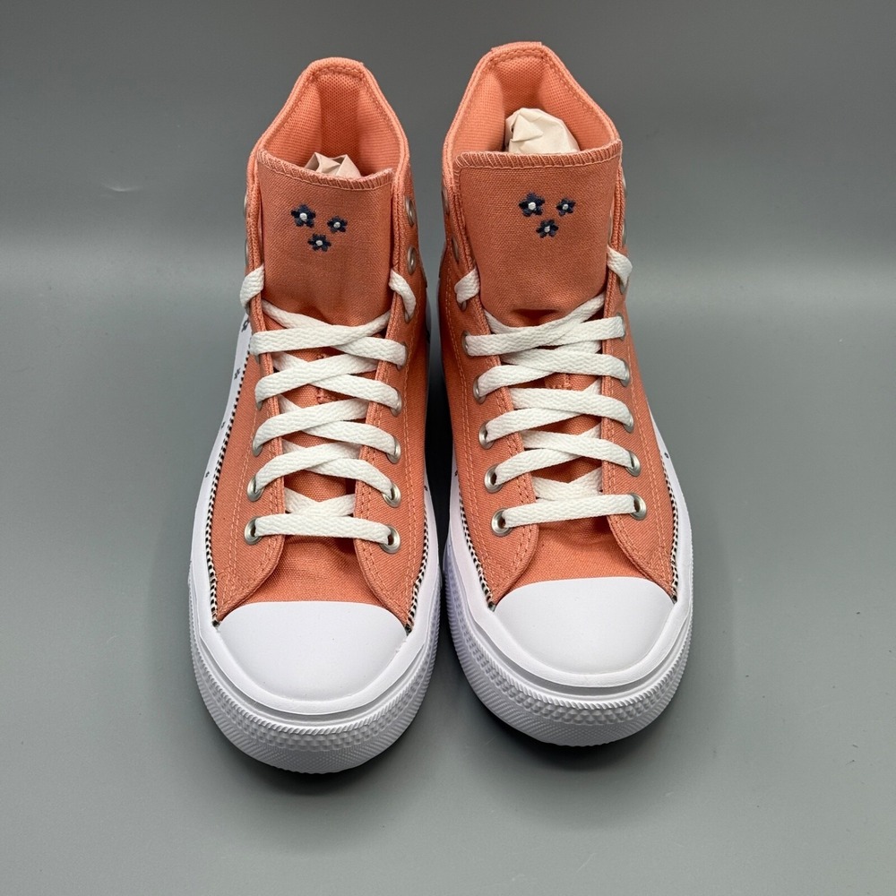 Converse Women's 9.5 Sneakers Platform Peach Embroidered Flowers A14266C - Picture 11 of 12